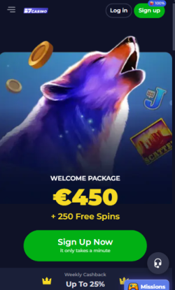 Bezoek de website van B7 casino en klik op sign up